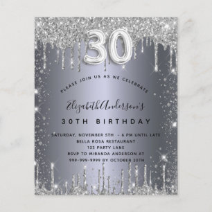 Prospectus 11,4 Cm X 14,2 Cm 30e anniversaire argent parties scintillant budget
