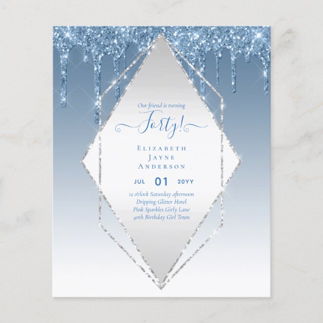 Prospectus 11,4 Cm X 14,2 Cm 40e anniversaire Invitations Sa Parties scintillan (Devant)