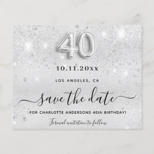 Prospectus 11,4 Cm X 14,2 Cm 40e anniversaire paillettes argent faire-part de s