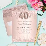 Prospectus 11,4 Cm X 14,2 Cm 40e anniversaire rose or blush invitation budget<br><div class="desc">Veuillez noter que cette invitation est sur papier de prospectus et très mince. Les enveloppes ne sont pas incluses. Pour des invitations plus épaisses (même design) visitez notre boutique Une invitation moderne, élégante et glamour pour une fête de 40e anniversaire. Un faux rose or à l'apparence métallique arrière - plan...</div>