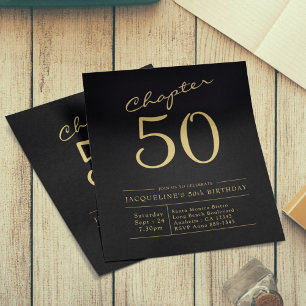 Prospectus 11,4 Cm X 14,2 Cm 50e Anniversaire Black Gold Budget Invitation