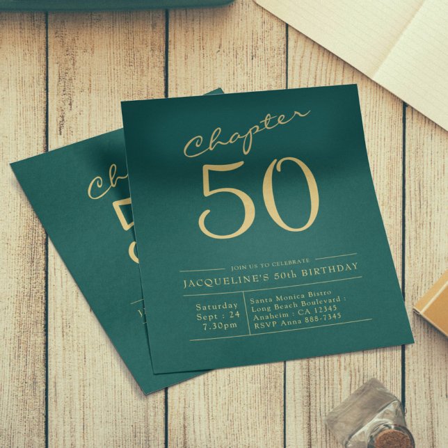 Prospectus 11,4 Cm X 14,2 Cm 50e anniversaire Gold Green Budget Invitation (Créateur téléchargé)