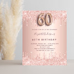 Prospectus 11,4 Cm X 14,2 Cm 60e anniversaire rose or parties scintillant budge<br><div class="desc">Veuillez noter que cette invitation est sur papier de prospectus et très mince. Les enveloppes ne sont pas incluses. Pour des invitations plus épaisses (même conception), veuillez visiter notre magasin. Une invitation moderne, élégante et glamour pour un 60ème anniversaire. Un faux rose or à l'apparence métallique arrière - plan avec...</div>