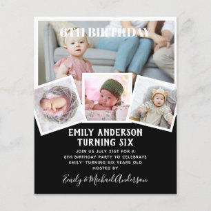 Prospectus 11,4 Cm X 14,2 Cm 6E Anniversaire Photo Collage Invitation Garçon Fi