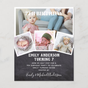 Prospectus 11,4 Cm X 14,2 Cm 7E Anniversaire Photo Collage Invitation Garçon fi