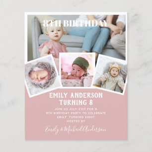 Prospectus 11,4 Cm X 14,2 Cm 8E Anniversaire Photo Collage Invitation Garçon fi