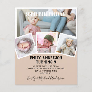 Prospectus 11,4 Cm X 14,2 Cm 9E Anniversaire Photo Collage Invitation Garçon fi