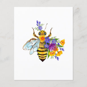 Prospectus 11,4 Cm X 14,2 Cm Abeille à fleurs avec plantes sauvages