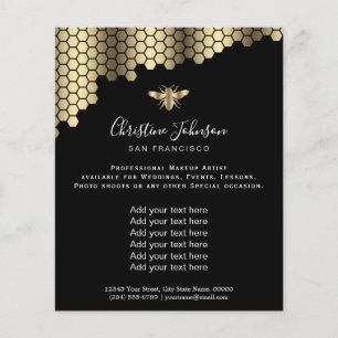 Prospectus 11,4 Cm X 14,2 Cm abeille nid d'abeille sur arrière - plan noir