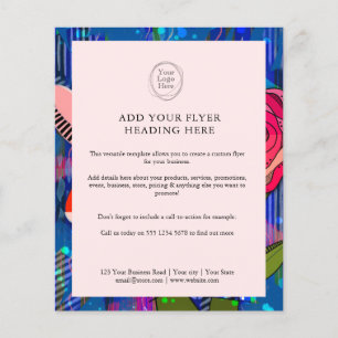 Prospectus 11,4 Cm X 14,2 Cm Abstrait floral moderne rose vif