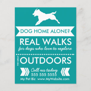 Prospectus 11,4 Cm X 14,2 Cm Affiche de promeneur de chien avec silhouette de c
