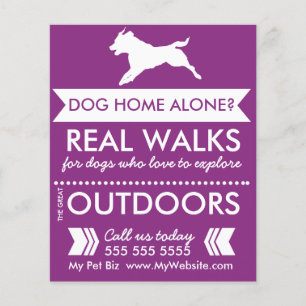 Prospectus 11,4 Cm X 14,2 Cm Affiche de promeneur de chien avec silhouette de c
