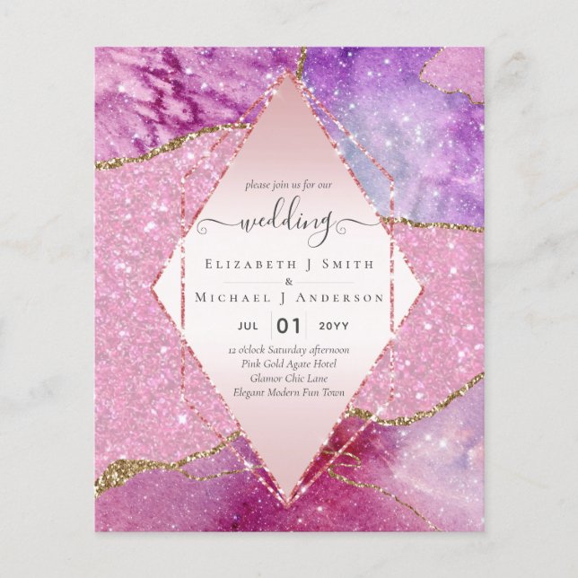 Prospectus 11,4 Cm X 14,2 Cm AGATES Rosesparkles Invitations de mariage BUDGET (Devant)
