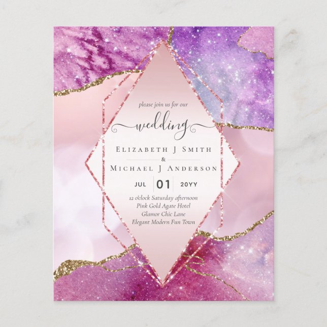 Prospectus 11,4 Cm X 14,2 Cm AGATES Rosesparkles Invitations de mariage BUDGET (Devant)