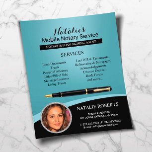 Prospectus 11,4 Cm X 14,2 Cm Agent de signature de prêt notaire Photo Turquoise