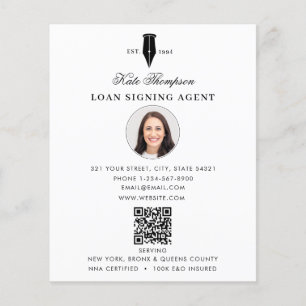 Prospectus 11,4 Cm X 14,2 Cm Agent de signature notarial Photo code QR blanc m