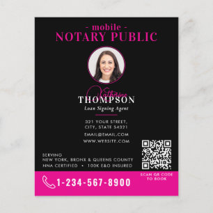 Prospectus 11,4 Cm X 14,2 Cm Agent de signature notarié Code QR photo Black Pin