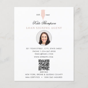 Prospectus 11,4 Cm X 14,2 Cm Agent de signature notarié  Code QR rose moderne P