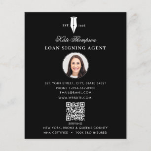 Prospectus 11,4 Cm X 14,2 Cm Agent de signature notarié Photo de code QR noir