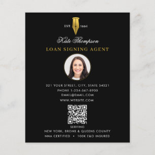 Prospectus 11,4 Cm X 14,2 Cm Agent de signature notarié Photo QR Code Moderne