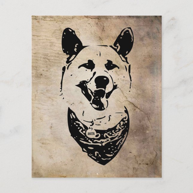 Prospectus 11,4 Cm X 14,2 Cm Akita personnalisé | carte d'anniversaire de chien (Devant)