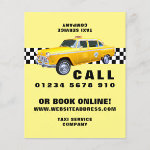Prospectus 11,4 Cm X 14,2 Cm American Cartoon Style Yellow Taxi with Price List
