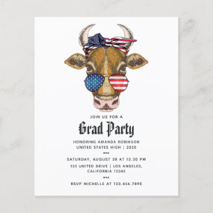 Prospectus 11,4 Cm X 14,2 Cm American Cow Graduation Photo Invitation