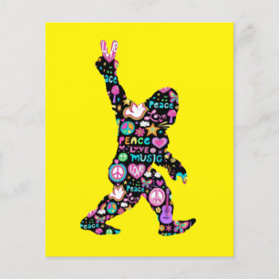 Prospectus 11,4 Cm X 14,2 Cm Amour de la paix Bigfoot Hippie Drôle Amateur de B