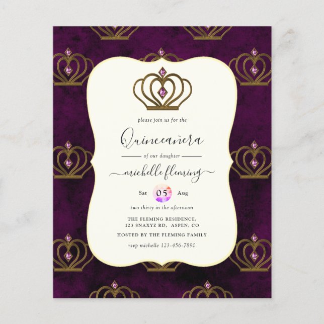 Prospectus 11,4 Cm X 14,2 Cm Ancienne or Elégance Quinceañera (Devant)