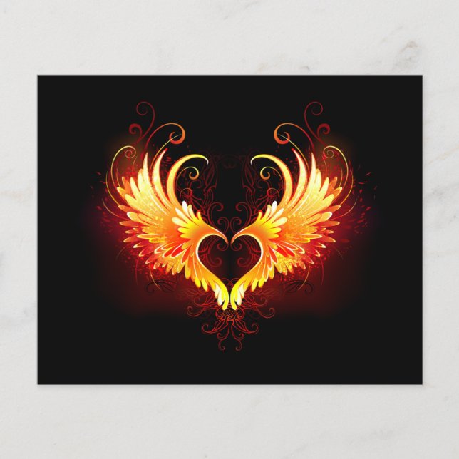Prospectus 11,4 Cm X 14,2 Cm Angel Fire Heart with Wings (Devant)