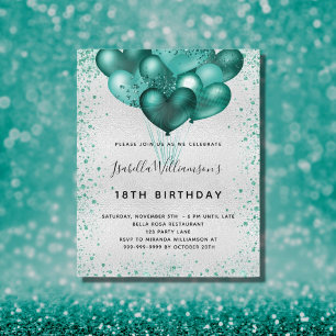 Prospectus 11,4 Cm X 14,2 Cm Anniversaire argent turquoise parties scintillant