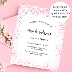 Prospectus 11,4 Cm X 14,2 Cm Anniversaire blanc rose parties scintillant chic i