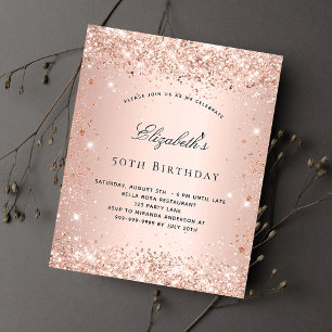 Prospectus 11,4 Cm X 14,2 Cm Anniversaire blush rose or parties scintillant bud