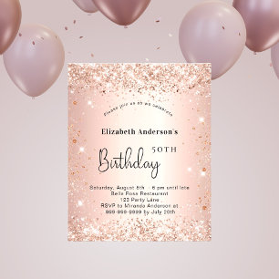 Prospectus 11,4 Cm X 14,2 Cm Anniversaire blush rose or parties scintillant bud