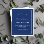 Prospectus 11,4 Cm X 14,2 Cm Anniversaire marine bleu blanc budget invitation<br><div class="desc">Veuillez noter que cette invitation est sur papier de prospectus et très mince. Les enveloppes ne sont pas incluses. Pour des invitations plus épaisses (même conception), veuillez visiter notre magasin. Une invitation moderne, élégante et raffinée. Un arrière - plan bleu marine décoré de cadres blancs. Personnalisez et ajoutez un nom...</div>