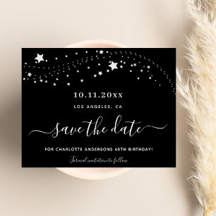 Prospectus 11,4 Cm X 14,2 Cm Anniversaire noir argent étoiles budget enregistre