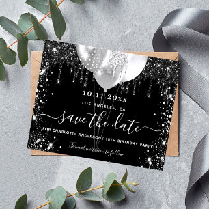 Prospectus 11,4 Cm X 14,2 Cm Anniversaire noir argent paillettes budget économi