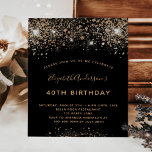 Prospectus 11,4 Cm X 14,2 Cm Anniversaire noir or parties scintillant budget in<br><div class="desc">Veuillez noter que cette invitation est sur papier de prospectus et très mince. Les enveloppes ne sont pas incluses. Pour des invitations plus épaisses (même conception), veuillez visiter notre magasin. Une invitation moderne, élégante et glamour pour une fête d'anniversaire de 40ème (ou tout âge). Un arrière - plan noir décoré...</div>