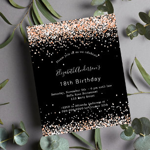 Prospectus 11,4 Cm X 14,2 Cm Anniversaire noir rose or parties scintillant budg