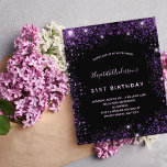 Prospectus 11,4 Cm X 14,2 Cm Anniversaire noir violet parties scintillant budge<br><div class="desc">Veuillez noter que cette invitation est sur papier de prospectus et très mince. Les enveloppes ne sont pas incluses. Pour des invitations plus épaisses (même conception), veuillez visiter notre magasin. Une invitation à la fête d'anniversaire de 21e anniversaire, féminine et féminine (ou tout âge). Devant : Un arrière - plan...</div>