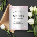 Prospectus 11,4 Cm X 14,2 Cm Anniversaire parties scintillant rose argent invit<br><div class="desc">Veuillez noter que cette invitation est sur papier de prospectus et très mince. Les enveloppes ne sont pas incluses. Pour des invitations plus épaisses (même conception), veuillez visiter notre magasin. Une invitation moderne, élégante et glamour pour une fête d'anniversaire de 21e (ou tout âge). Un faux arrière - plan argenté...</div>