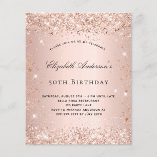 Prospectus 11,4 Cm X 14,2 Cm Anniversaire parties scintillant rose or blush bud