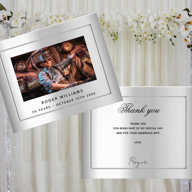 Prospectus 11,4 Cm X 14,2 Cm Anniversaire photo argent merci budget (Créateur téléchargé)