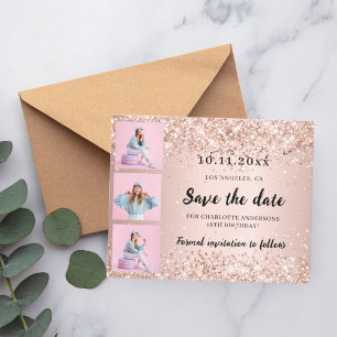 Prospectus 11,4 Cm X 14,2 Cm Anniversaire photo rose dieu Enregistrer la date