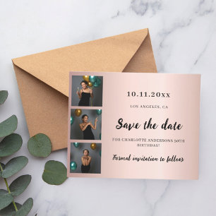 Prospectus 11,4 Cm X 14,2 Cm Anniversaire photo rose dieu Enregistrer la date