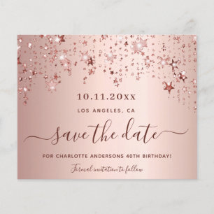 Prospectus 11,4 Cm X 14,2 Cm Anniversaire rose or étoiles budget Enregistrer la