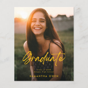 Prospectus 11,4 Cm X 14,2 Cm Annonce de remise de diplôme avec pinceau jaune bu
