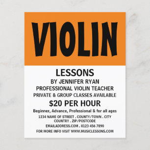 Prospectus 11,4 Cm X 14,2 Cm Annonces de publicité pour les leçons de violon