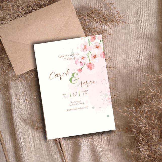 Prospectus 11,4 Cm X 14,2 Cm aquarelle budget élégant unique mariage botanique (Créateur téléchargé)