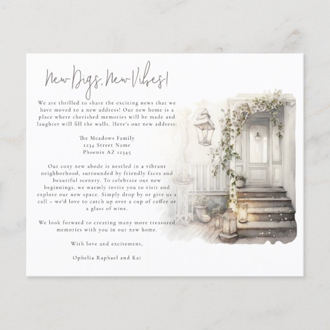 Prospectus 11,4 Cm X 14,2 Cm Aquarelle PAPER Accueil Illustration Nouvelle adre (Devant)